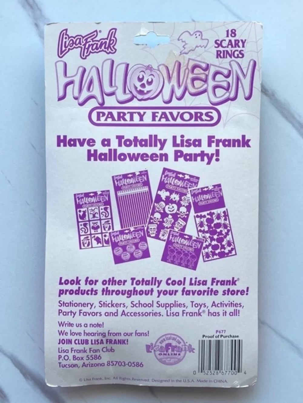 VTG Lisa Frank Halloween party favors 18 pack rings - SIP